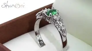 ShanOre Oval 3 Stone Emerald, White Gold Ring