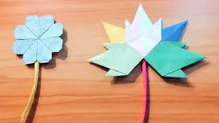 Origami, how to makepaper bookmark paper maple leaf and four leaf clover