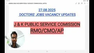 DOCTORS JOBS | PERMANENT | RMO | CMO | AP | JKPSC
