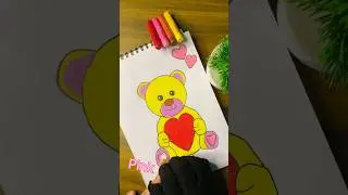 🌈cute teddy bear drawing🧸😱☺️#drawing#shorts#oilpastel#teddy#painting#kidsdrawing#viral#trending