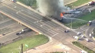 Vehicles burn in massive fire on Interstate-70 in Denver