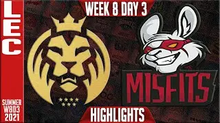 MAD vs MSF Highlights | LEC Summer 2021 W8D3 | MAD Lions vs Misfits Gaming
