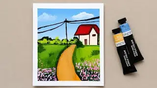 Village scenery painting | Acrylic painting for beginners