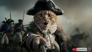 Shocking LIVE! Ginger Cat at War of Independence!​ #TimeTravelVlog​ ​​#funny ​​#ai #fypシ #cat #usa 