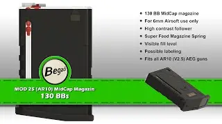 Begadi PRO MOD 25 (AR10) MidCap Magazin - 130 BBs f&uuml;r Softair/Airsoft