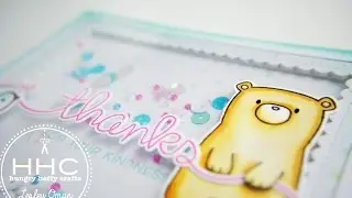 Спасибо, добрый медведь - Shaker Card, при участии Lawn Fawn, Big Scripty Words и Mama Elephant Page Huggers