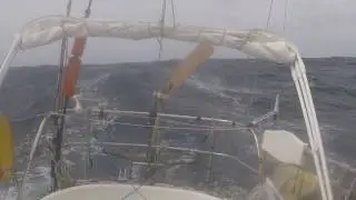 Angus the Hebridean Wind Vane in action in strong winds 25/5/17 Passage Bermuda to Azores