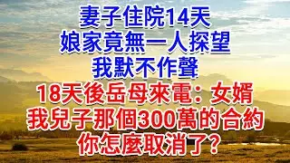 妻子住院14天，娘家竟無一人探望，我默不作聲， 18天後岳母來電：女婿，我兒子那個300萬的合約，你怎麼取消了？#為人處世#生活經驗#情感故事#故事#小說#戀愛#情感#婚姻