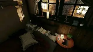 The Rain Outside The Bedroom And Window In The Old Cozy Attic