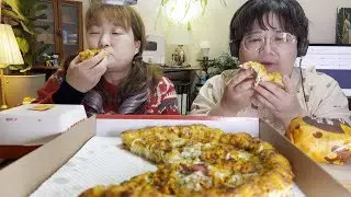 피자스쿨 오지치즈 포테이토 피자 고구마무스 치즈바이트 추가! 롯데리아 더블 클래식 치즈버거, 치킨버거 먹방 :)