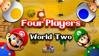 New Super Mario Bros. Wii – 4 players |  Walkthrough (100%) World 2