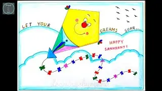 Makarsankranti  Drawing || Happy Makar Sankranti || Kite Drawing  || Uttarayan Drawing