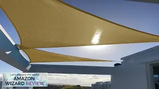 SUNNY GUARD Sun Shade Sail 16'x16'x16' Triangle Sand UV Block Sunshade Review