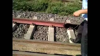 Railway track painting by airless spray machine