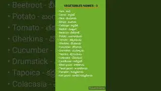Vegetables(కూరగాయలు)-1 names in English and Telugu