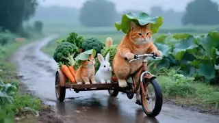 Ginger and Mama Cat Rescue an Abandoned Bunny_Who_Finally_Feels _Mothers_Love_Again💞#video #cartoon 