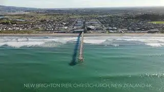 NEW BRIGHTON PIER, CHRISTCHURCH, NEW ZEALAND 4K BIRDS EYE VIEW