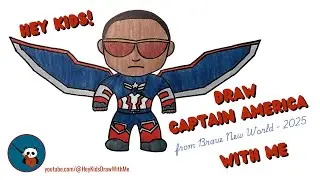 Hey Kids, Draw Captain America, from Brave New World, With Me | Easy Step-by-Step Tutorial for Kids