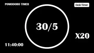 30/5 Pomodoro Timer (No Music) | 20 X 30min | 11:40:00 Timer