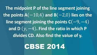 The midpoint P of the line segment joining the points A(&minus;10,4) and B(&minus;2,0) lies on the line segment