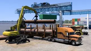 American Truck Simulator Arkansas DLC City Pine Bluff Dynamic Load Large Pipes
