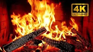 🔥 Зимний камин в заснеженном стиле 4K (12 часов) |  Тихое потрескивание огня.
