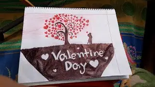 how to draw romantic couple under love tree || Valentine's day drawing || 5minutesschool