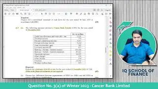 CFAP 1 | AAFR | Winter 2023 | Question No. 3(a) | Cancer Bank Limited | Sir Murtaza Quaid