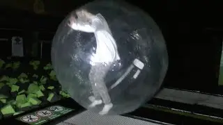 CRAZY OVERNIGHT CHALLENGE IN A TRAMPOLINE PARK WITH A ZORB BALL *World first*