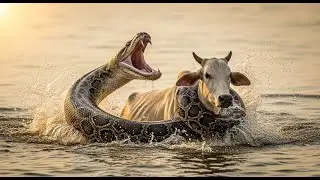 Heroic Rescue Team Rushes to Help as a Brave mother cow Faces a Giant python
