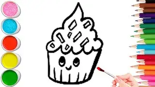 How To Draw cute Cupcake  Drawing, Painting & Coloring For Kids and Toddlers_ Child Art 🐋🌈🎨