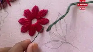 Easiest hand embroidery flower designs for beginners #embroidery #simple#easy#flower#kadai#simple 
