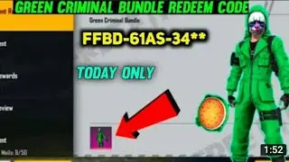 HOW TO GET GREEN CRIMINAL BUNDLE IN FREE FIRE | GREEN CRIMINAL BUNDLE REDEEM CODE | FF NEW EVENT