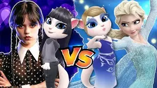 talking tom angela 2 || elsa vs Wednesday Addams || Wednesday Addams vs makeup screen