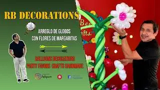 🌼🌿🌼🌿|| Como Hacer Columna con flores Margaritas de Globos!!