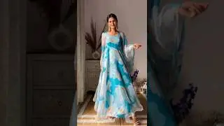 Heavy organza digital printed gown design 💙💙 #fashion #dress #punjabisuitfashion