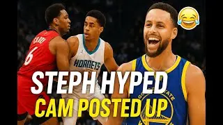 Steph Curry hyped as Pat Spencer posts up his brother Cam Spencer at end of game 😂
