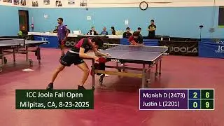 Monish Dedhia (2473) vs Justin Liu (2201) at ICC JOOLA FALL OPEN on 8-23-2025