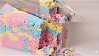 pastel kinetic sand sliced perfectly with a sharp metal knife ASMR sounds