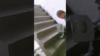 The concrete staircase surface is finished- Good tools and machinery make work easy