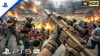(PS5) FOOTBALL STADIUM TERRORIST ATTACK | Call of Duty MW3 Ultra-Realistic Gameplay 4K