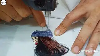 3d Girl hair embroidery / anchor thread designs / Girl embroidery with machine / embroidery designs
