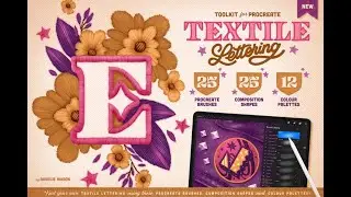 Textile Lettering Toolkit for Procreate | Fabric Brushes, Stitch & Embroidery Textures,
