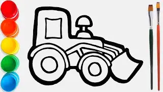 Menggambar dan Mewarnai Traktor - Joy Kids Art