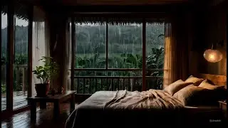 Rainstorm with Thunder Echo on Window | Peaceful Sounds for Sleep and Meditation