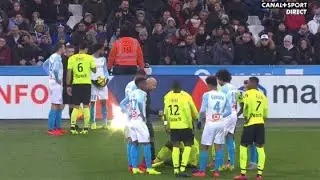 Marseille vs Lille Incredible a firecracker explodes on the ground Kevin STROOTMAN match stopped