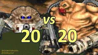 20 Arachnotrons vs 20 Mancubi - Monster Infighting - Doom II Retro Battles