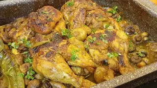 صينية الدجاج والفطر من اشهى الصواني سهلة وسريعة والطعم خطيير