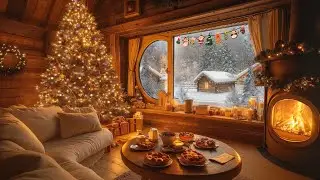 Gentle Christmas Piano on a Snowy Night ❄️ Warm Fireplace Ambience & Silent Winter Mood 🔥