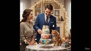 ASMR: ASMR Cat Cake Cutting with family #ai #cat #asmr #viralvideos 